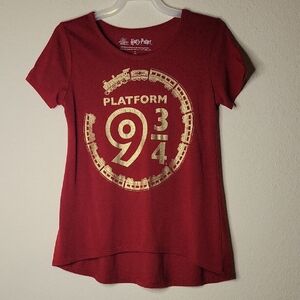 Harry Potter Platform 9 3/4 Graphic T-Shirt, Red, S 7/8, EUC